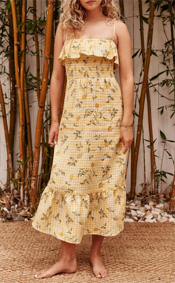 Boho Midi Šaty S Květinovými Volány