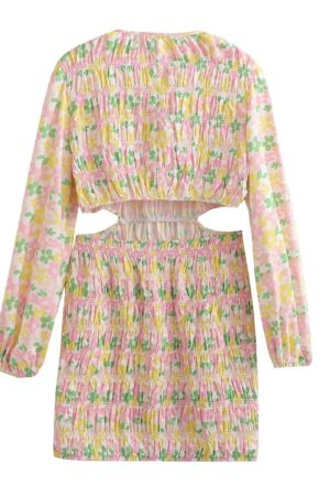Boho Floral Puff Sleeve Dress