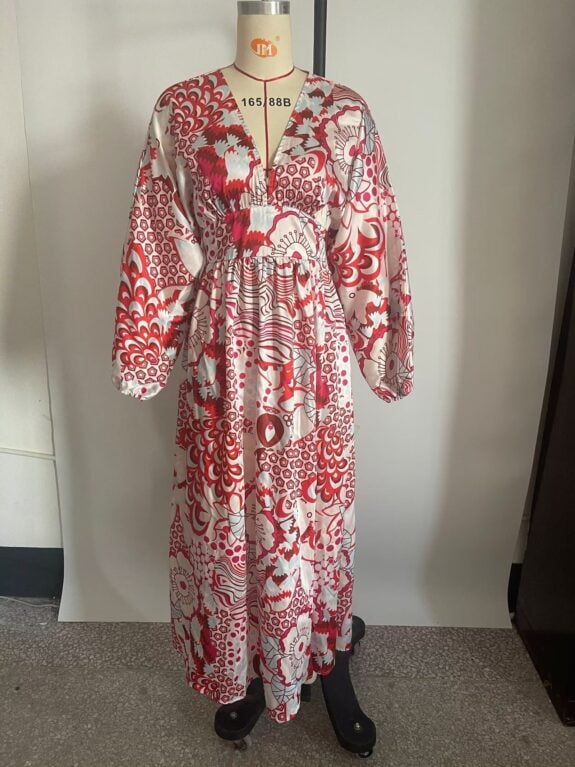 Červená bílá Boho šaty styl