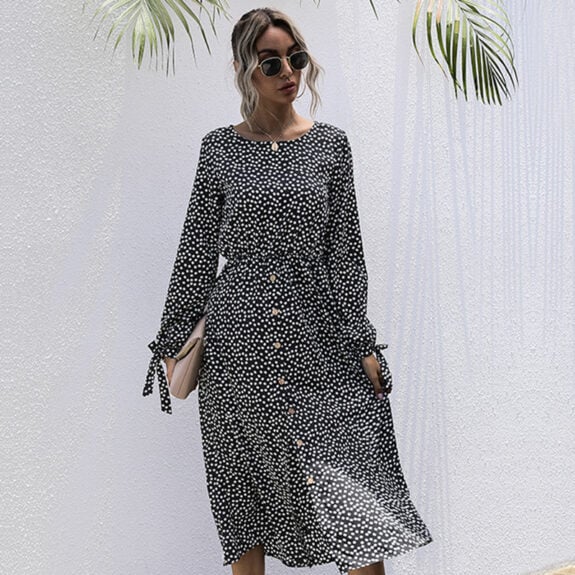 Stylish Crew Neck Boho Dress