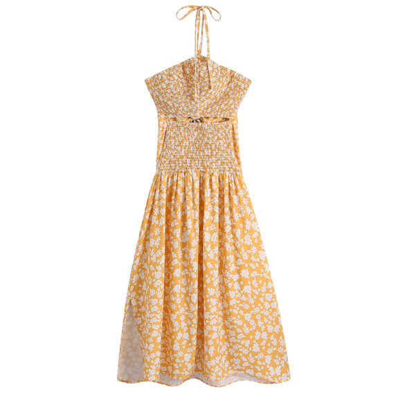 Spring Halter Elastic Printed Dress - Image 2