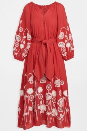 Boho Floral Swing Dress Red
