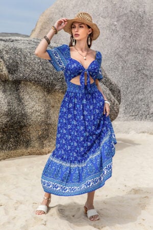 Vibrant Blue Boho Outfit Delight