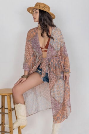 Blomstret Boho Kimono overtøj til kvinder