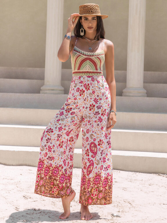 Boho Floral Print Jumpsuit Romper