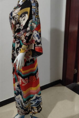 Renkli Boho Kimono Plaj Kıyafeti