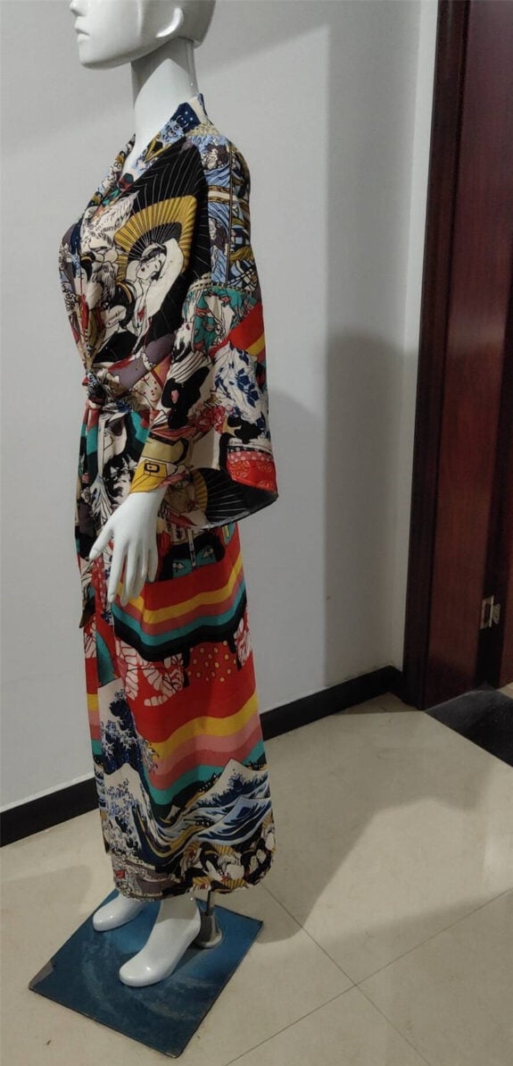 Renkli Boho Kimono Plaj Kıyafeti