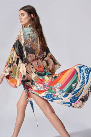 Renkli Boho Kimono Plaj Kıyafeti