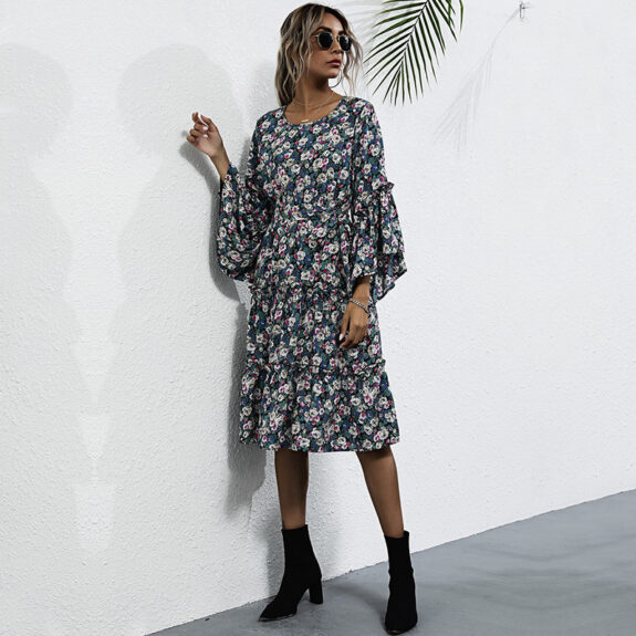 Boho Floral Long Sleeve Dress