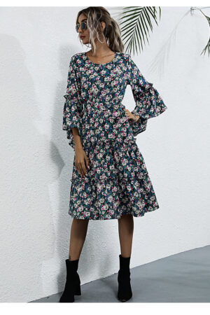 Boho Floral Long Sleeve Dress