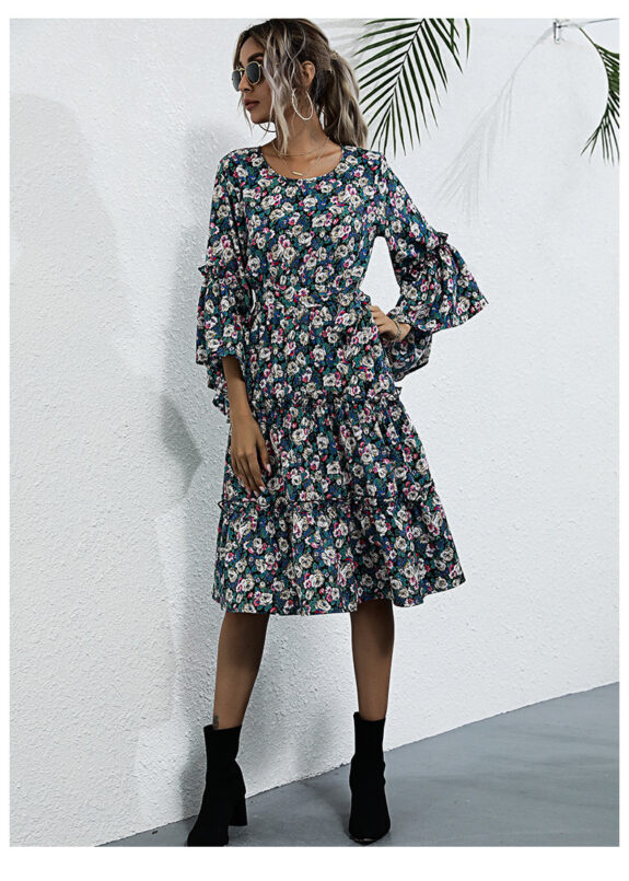 Boho Floral Long Sleeve Dress