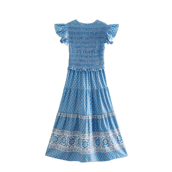 Comfortable Blue Boho Dress