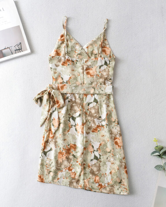 Boho Floral V-Neck Slip Dress
