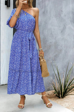 Vibrant One-Shoulder Boho Dress