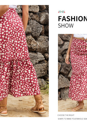 Navy Split Boho Skirt Style