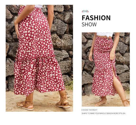 Navy Split Boho Skirt Style