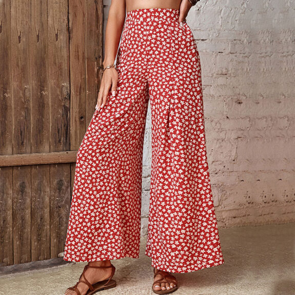 Sommar blommiga flare byxor stil
