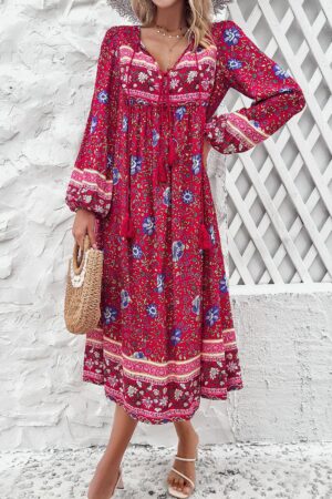 Langärmeliges Boho-Sommerkleid