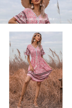 Tie-Neck Boho Dress for Sunshine