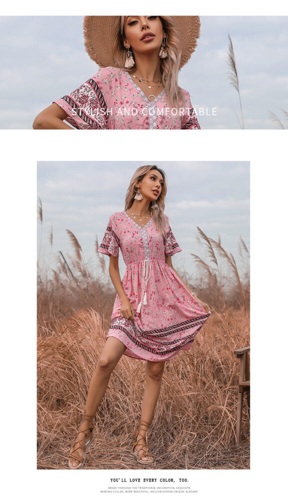 Tie-Neck Boho Dress for Sunshine