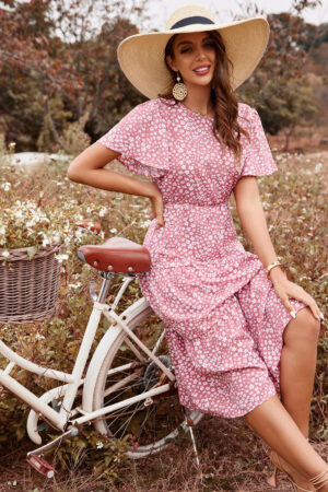 Boho Floral Short Sleeve Dress