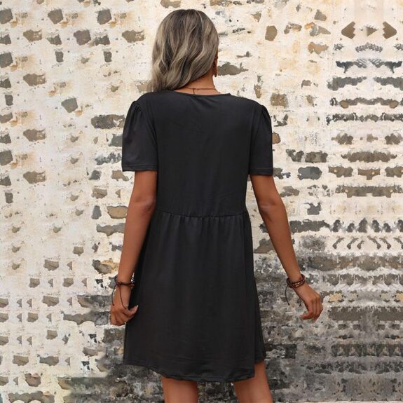 Stylisches Schwarzes Boho Kleid Frauen
