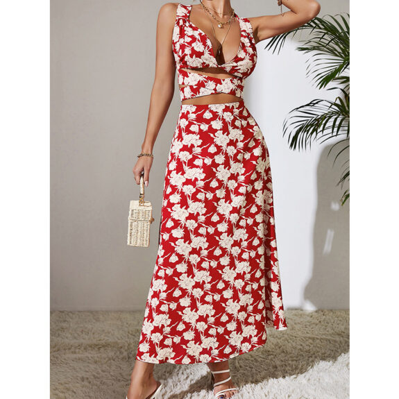 Boho Sommer Hochgeschnittenes Kleid
