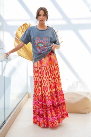 Autumn Boho Skirt with Patterns