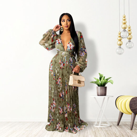 Boho Floral V-Neck Maxi Dress