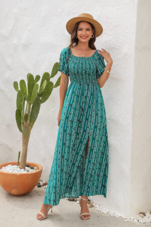 Flowing Bohemian Slit Waist Dress