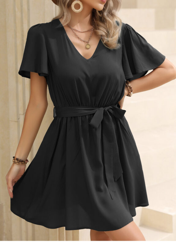 Robe Boho A-Line de couleur unie