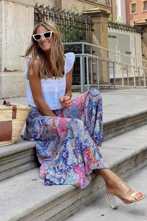Vibrant Patterned Boho Skirt