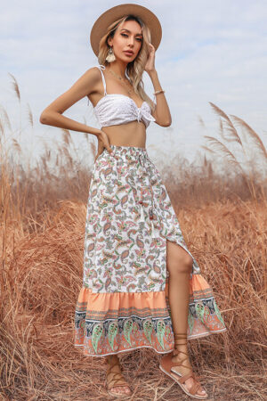 Boho sommernederdel med blomsterprint