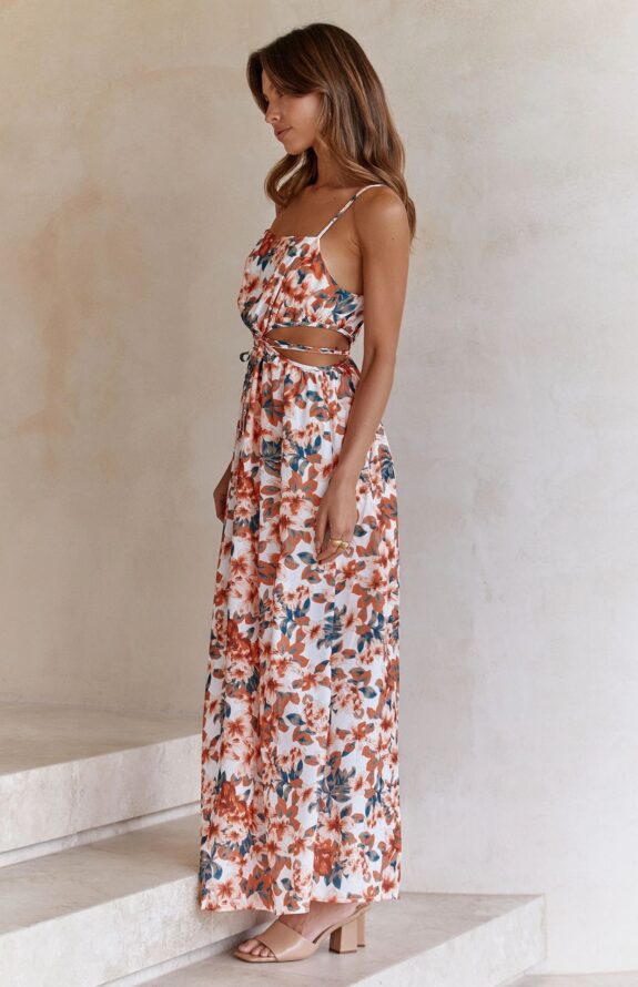 Boho Maxi Floral Cutout Dress