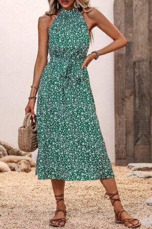 Robe Boho verte avec fleurs