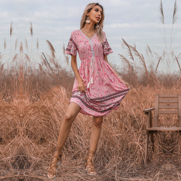 Summer Floral Boho Dress Style