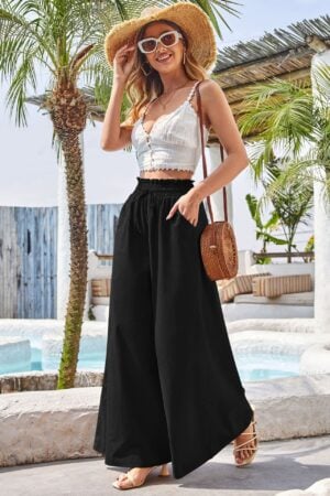 Elegantes pantalones acampanados de algodón en línea