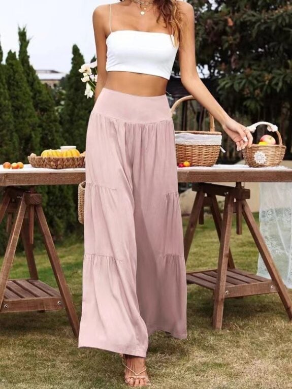 Pantalon évasé pour femmes, coupe ample