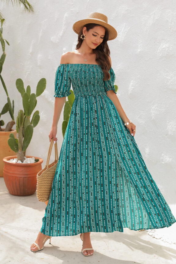 Flowing Bohemian Slit Waist Dress