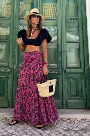 Casual Printed Boho Skirt