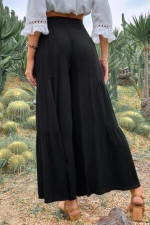 Pantalon évasé vert élégant pour femmes