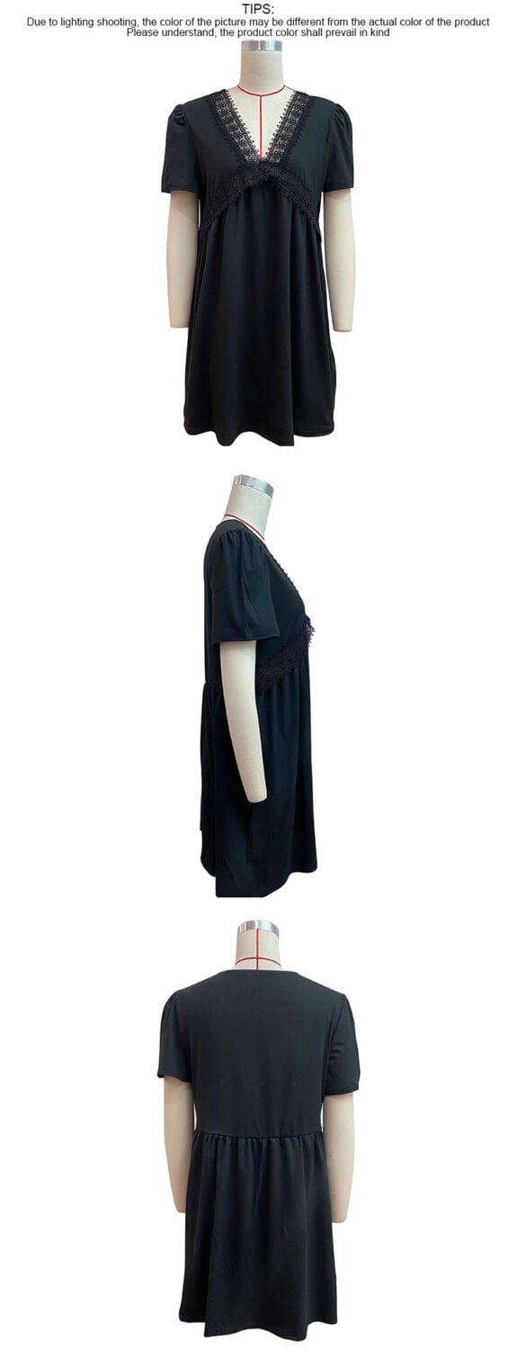 Stylisches Schwarzes Boho Kleid Frauen