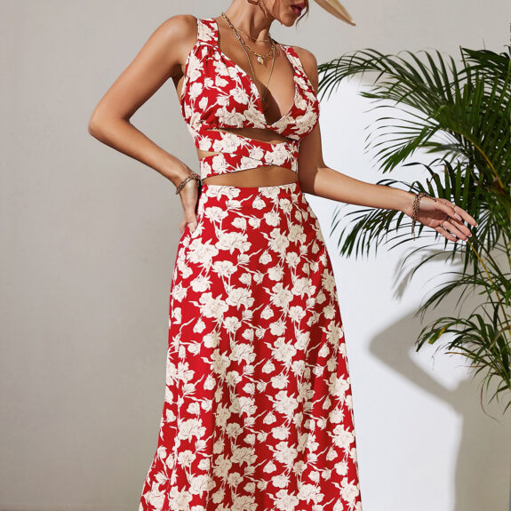 Bequemes Rotes Boho Chic Kleid