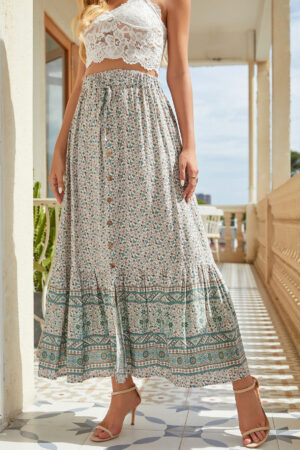 Vibrant Boho Flower Swing Skirt