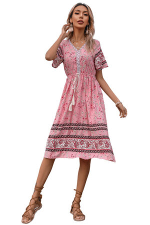 Slim-Fit Boho Dress in Pink