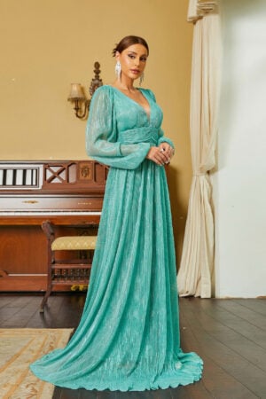 Long Sleeve Teal Boho Dress