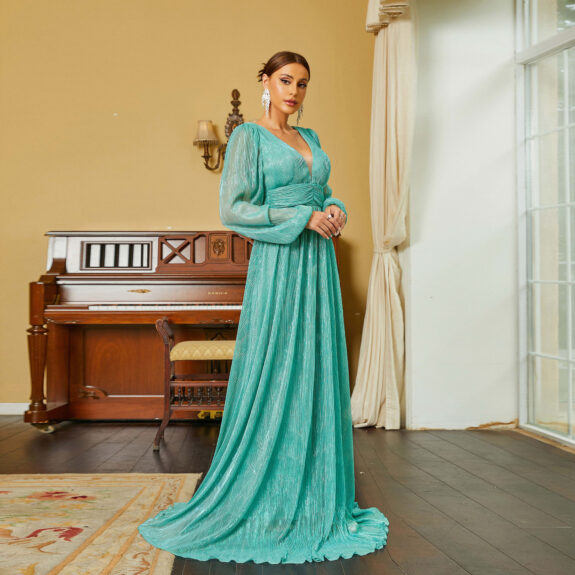 Long Sleeve Teal Boho Dress