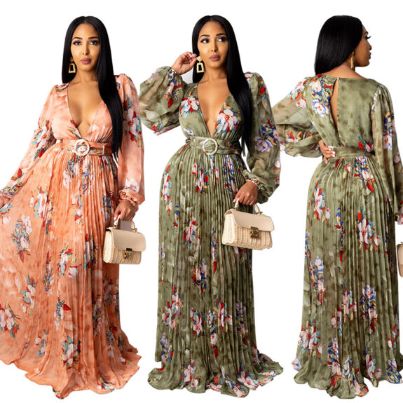 Boho Floral V-Neck Maxi Dress