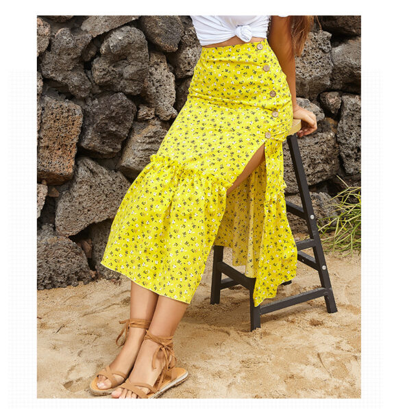Navy Split Boho Skirt Style