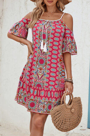 Robe de vacances boho rose vif